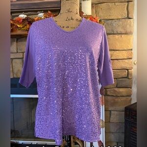 Quacker Factory Purple Sequin Women's Top